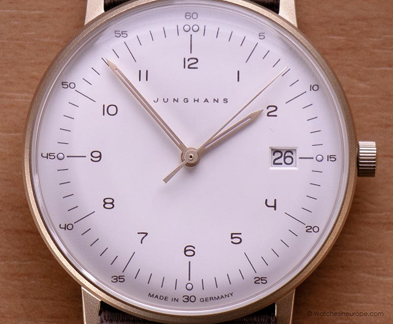 Close up of Junghans Max Bill 047/7055.02 women's watch